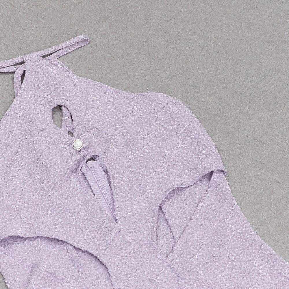 ABITO CORSETTO CON TAGLIO HALTER VIOLA 