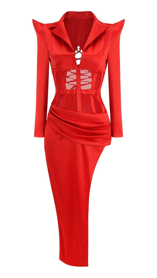 AIIZIE CORSET PLUNGE JACKET DRESS IN RED - product image