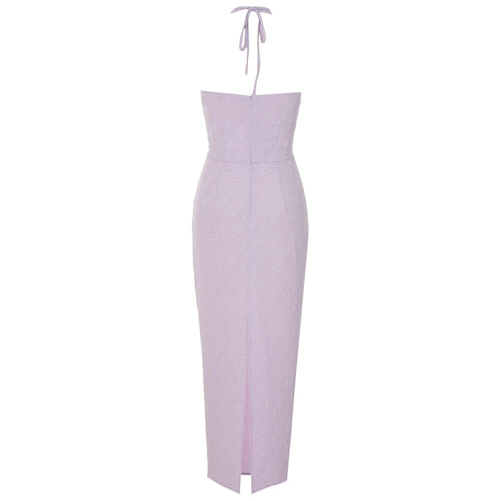 ABITO CORSETTO CON TAGLIO HALTER VIOLA 