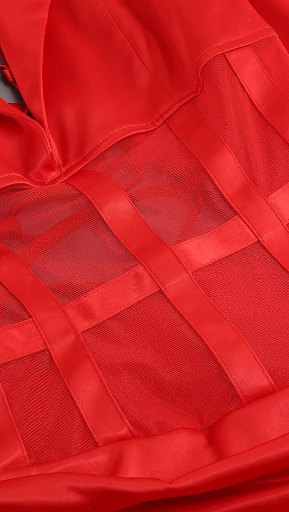 CORSET PLUNGE JACKET DRESS IN RED