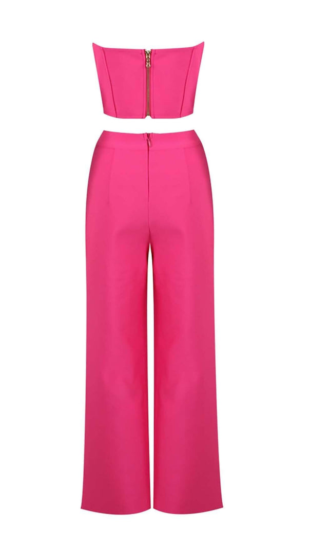 AIIZIE CRYSTAL STITCHED CUTOUT TWO PIECE SET IN PINK - product image