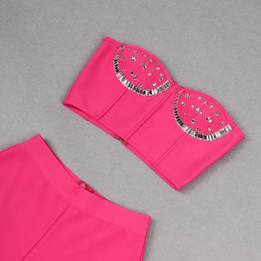 AIIZIE CRYSTAL STITCHED CUTOUT TWO PIECE SET IN PINK - product image
