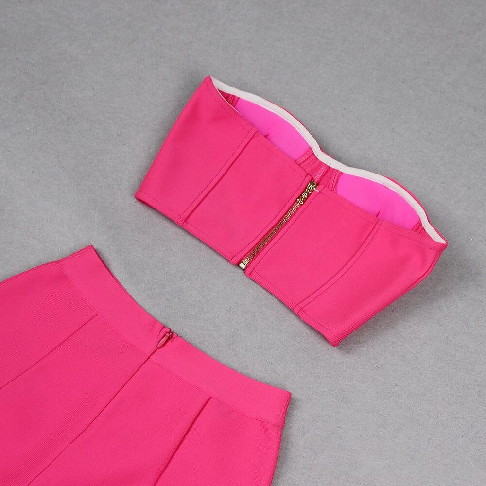 AIIZIE CRYSTAL STITCHED CUTOUT TWO PIECE SET IN PINK - product image