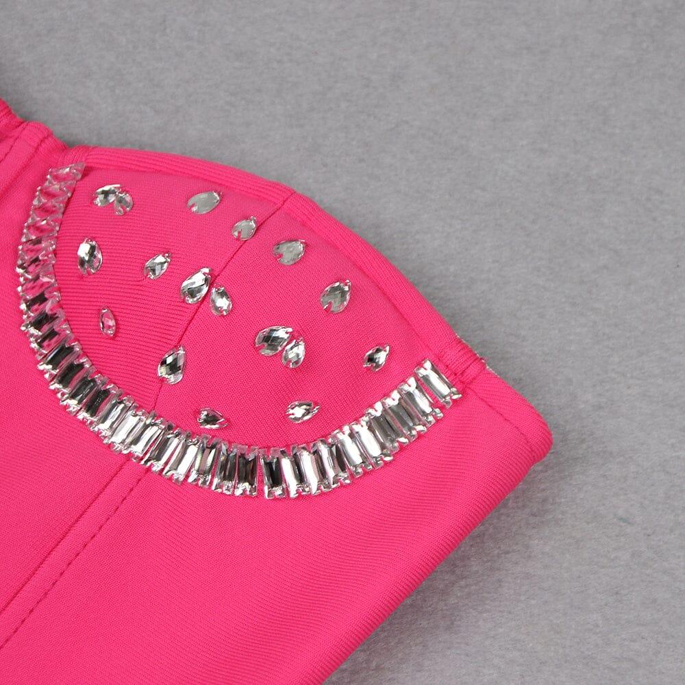AIIZIE CRYSTAL STITCHED CUTOUT TWO PIECE SET IN PINK - product image