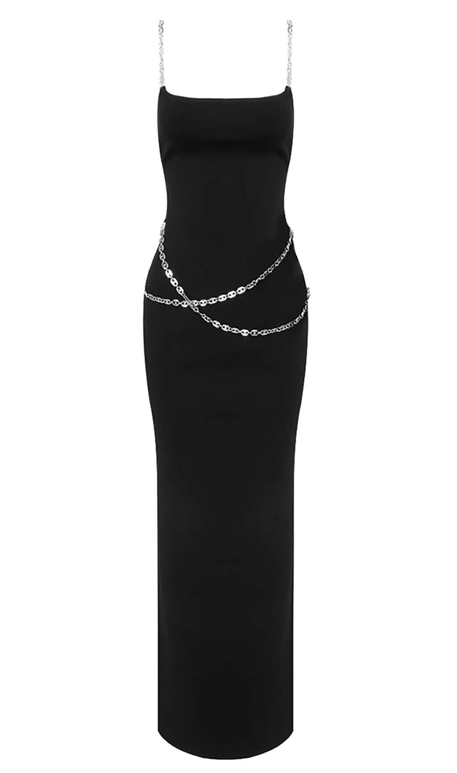Crystal STRAPPY BANDAGE MAXI DRESS IN BLACK