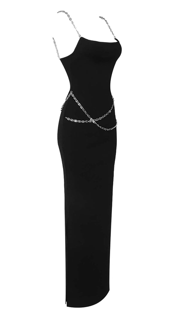 AIIZIE CRYSTAL STRAPPY BANDAGE MAXI DRESS IN BLACK - product image