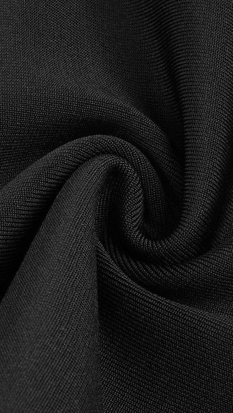 ABITO LUNGO CON FASCE E SPALLINE DI CRISTALLI NERO