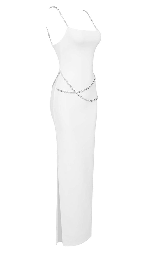 AIIZIE CRYSTAL STRAPPY BANDAGE MAXI DRESS IN WHITE - product image