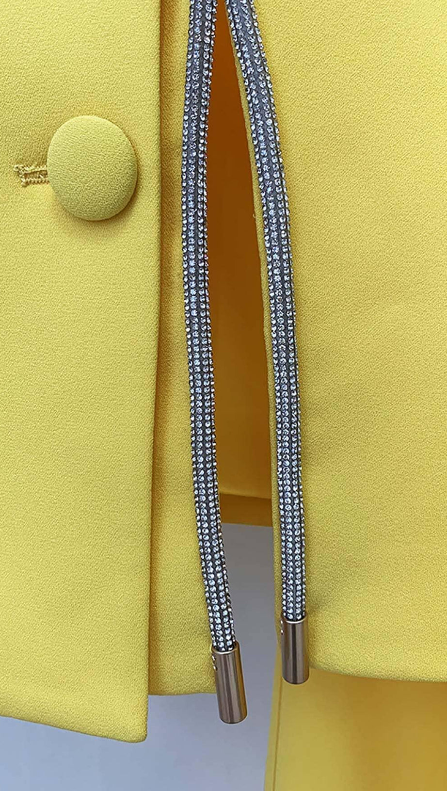 CRYSTAL TRIM CUTOUT JACKET SUIT IN YELLOW