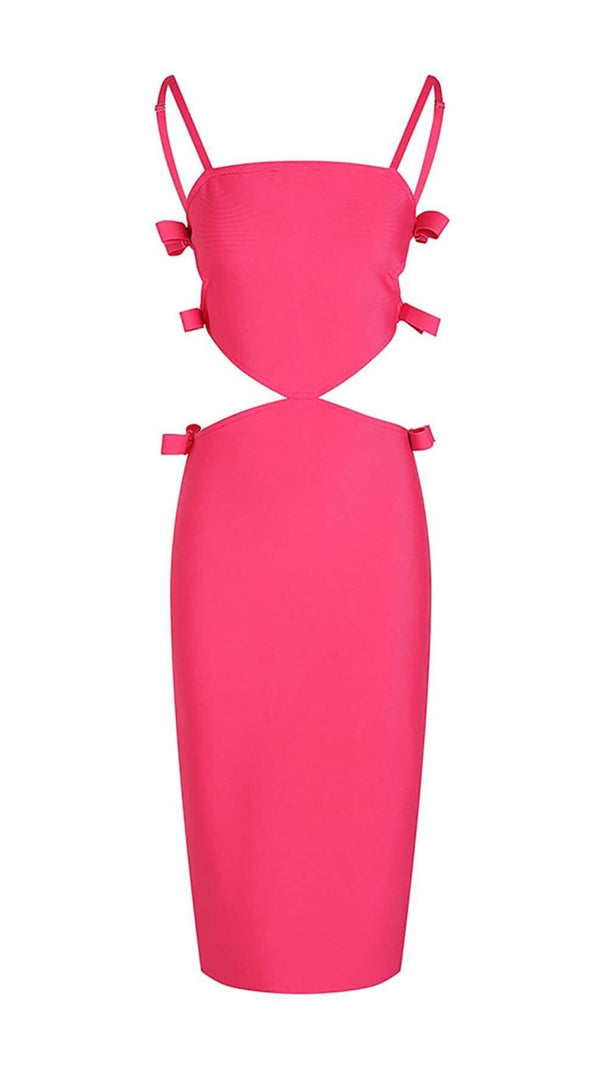 AIIZIE CUT-OUT STRAPPY MIDI DRESS IN PINK - product image