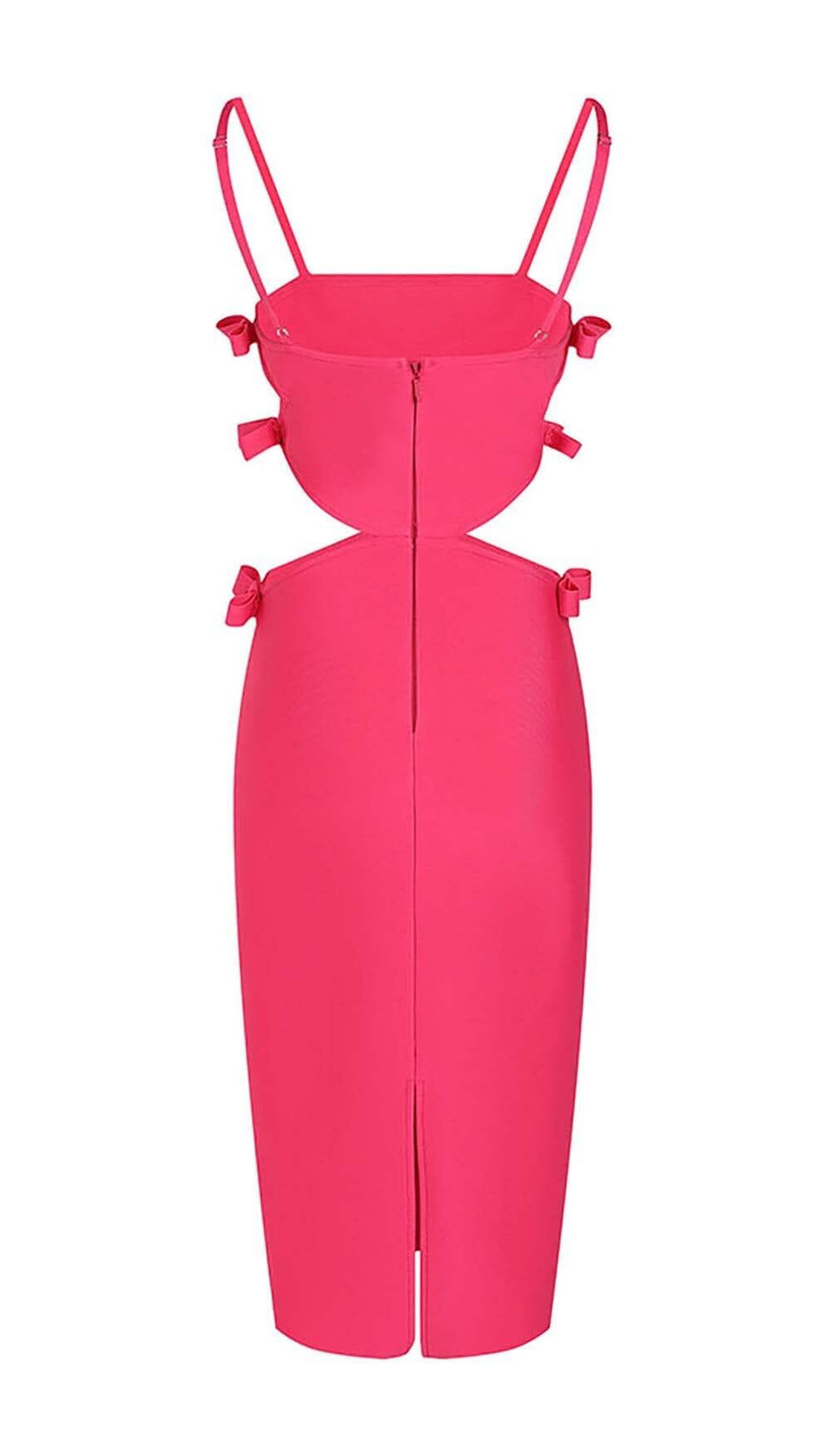 CUT-OUT STRAPPY MIDI DRESS IN PINK