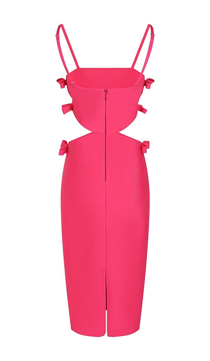 CUT-OUT STRAPPY MIDI DRESS IN PINK