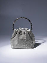 Mattea Crystal Embellished Bucket Bag In Silver