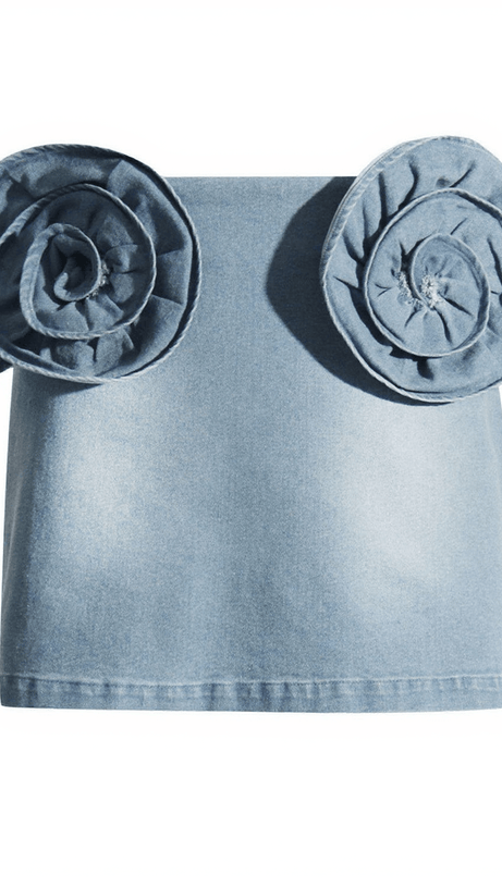 SUZAN FLOWER DENIM SKIRT