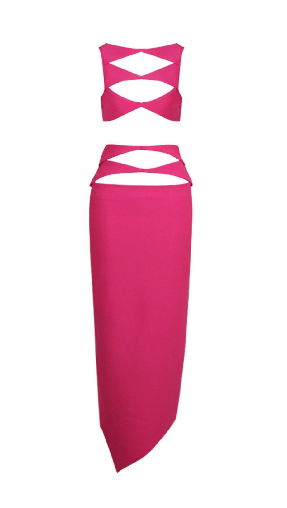 CUTOUT BANDAGE SET IN HOT PINK