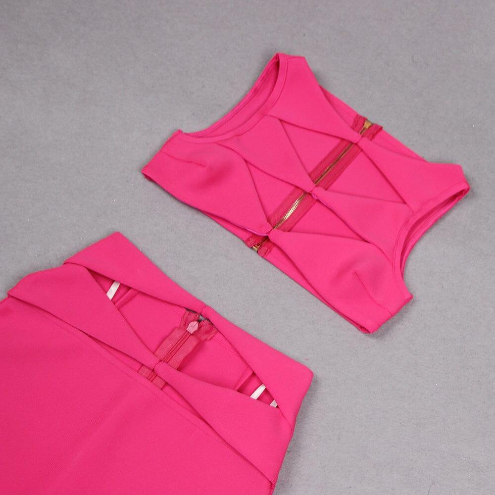 AIIZIE CUTOUT BANDAGE SET IN HOT PINK - product image