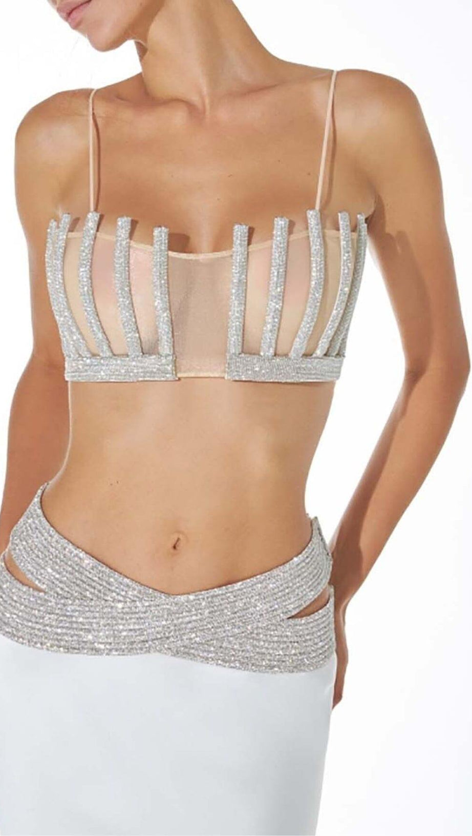 EMBELLISHED PERSPECTIVE TWO PIECE SET IN WHITE