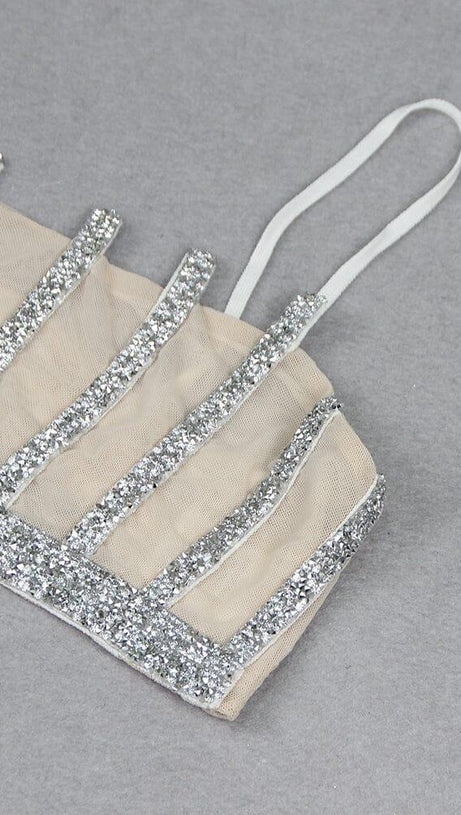 EMBELLISHED PERSPECTIVE TWO PIECE SET IN WHITE