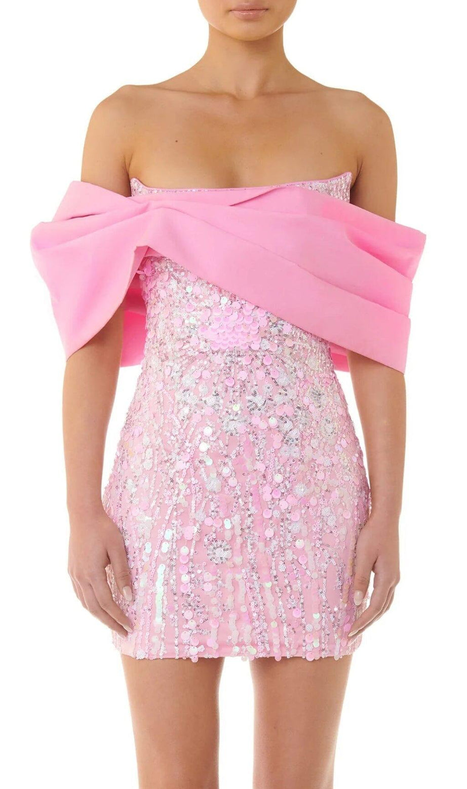 MINIKLEID MIT VERZIERUNGEN UND PAILLETTEN IN BONBONSPIECES