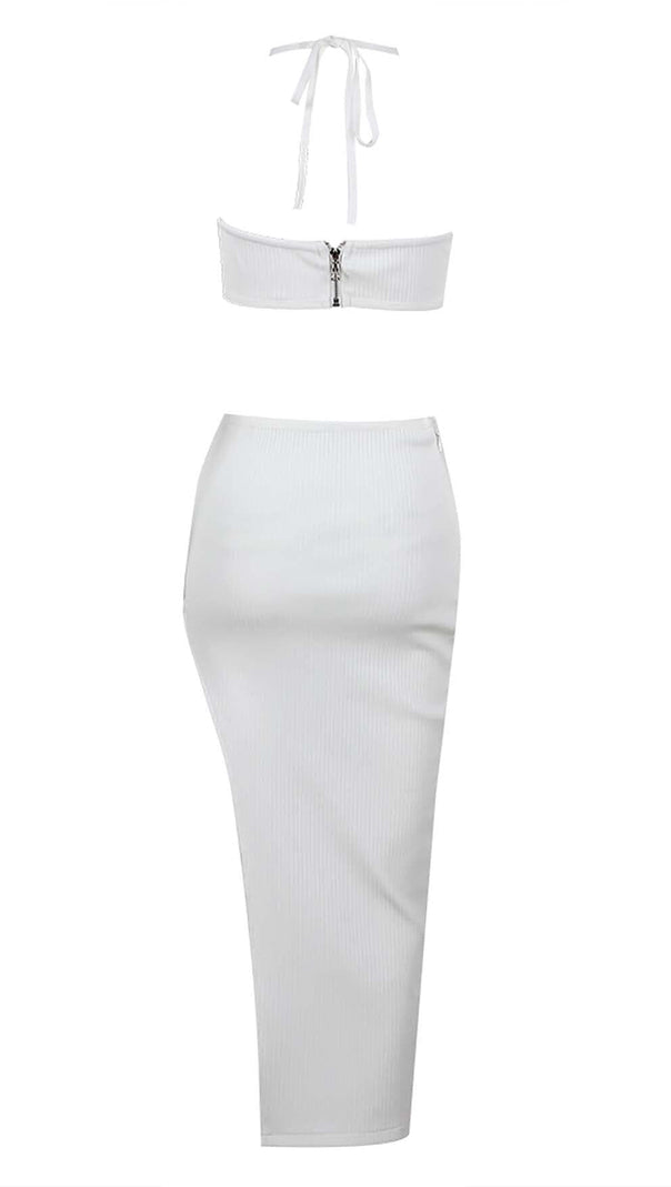 AIIZIE EMBELLISHED TOP WITH HIGH-LOW DRESS IN WHITE - product image