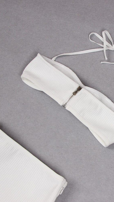 EMBELLISHED TOP WITH HIGH-LOW DRESS IN WHITE