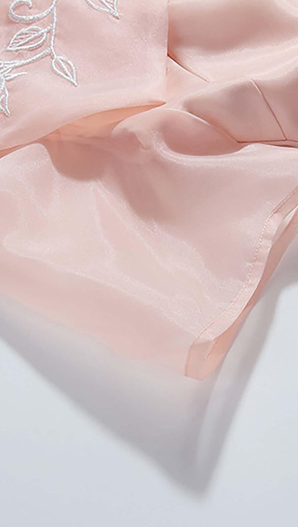 AIIZIE EMBROIDERED FLOWER HEM DRESS IN PINK - product image