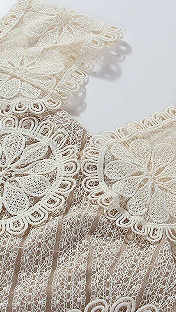 AIIZIE EMBROIDERY TIERED MIDI DRESS IN IVORY WHITE - product image