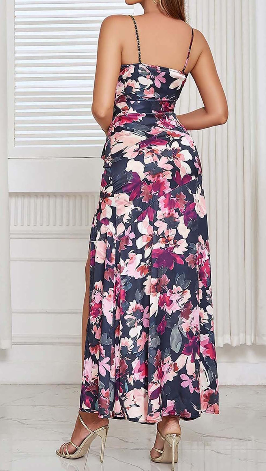 ABITO CAMICIA CON SPACCO E STAMPA FLOREALE