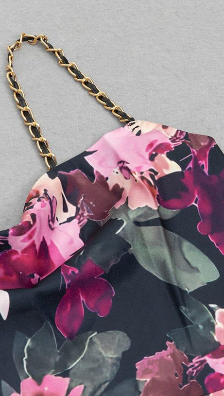 ABITO CAMICIA CON SPACCO E STAMPA FLOREALE