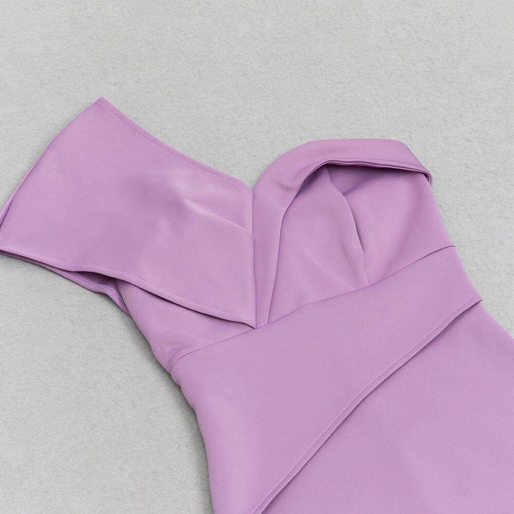 AIIZIE FLORAL SHOULDER SPLIT THIGH MIDI DRESS IN PURPLE - product image
