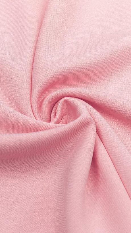 ABITO MIDI IN RASO CON SPALLINE E SPACCHI ROSA