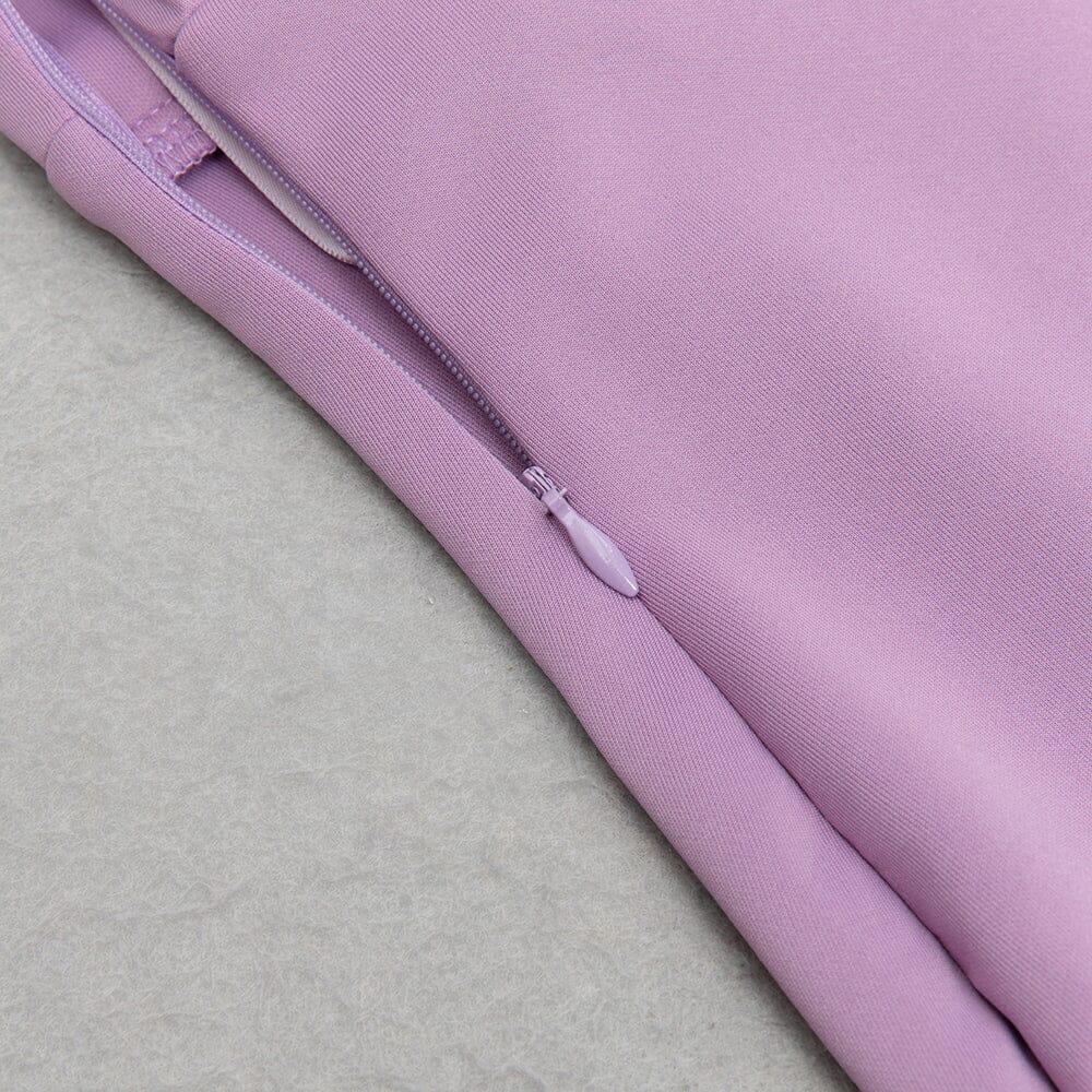 AIIZIE FLORAL SHOULDER SPLIT THIGH MIDI DRESS IN PURPLE - product image