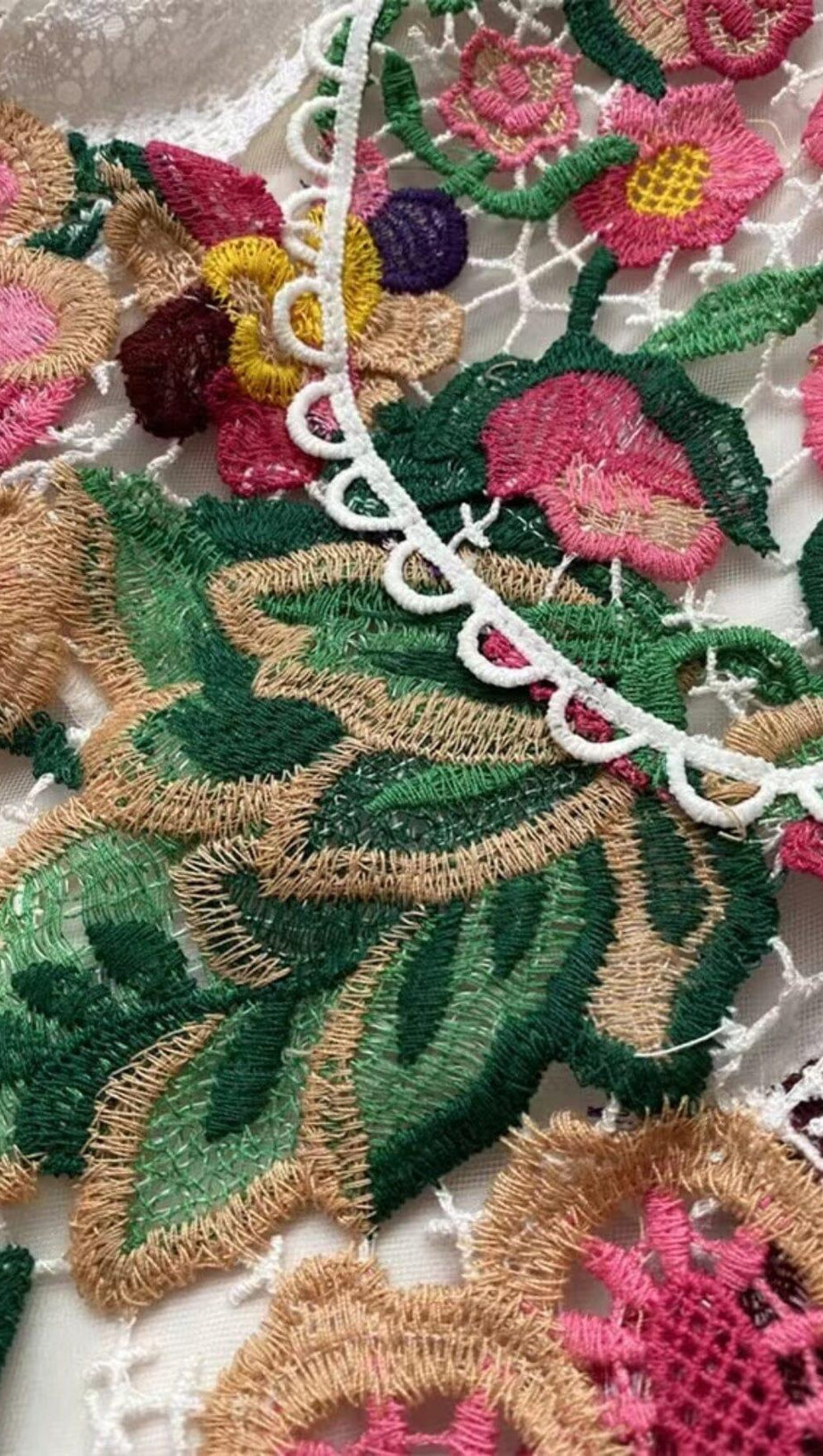 MINI ABITO IN PIZZO CON RICAMI FLOREALI