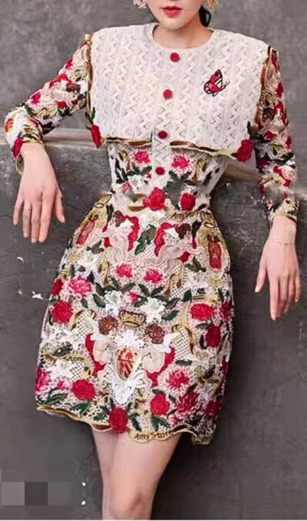 MINI ABITO CON RICAMO FIORITO