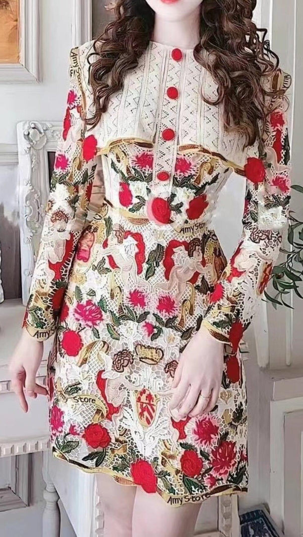 AIIZIE FLOWER EMBROIDERY THREADWORK MINI DRESS - product image