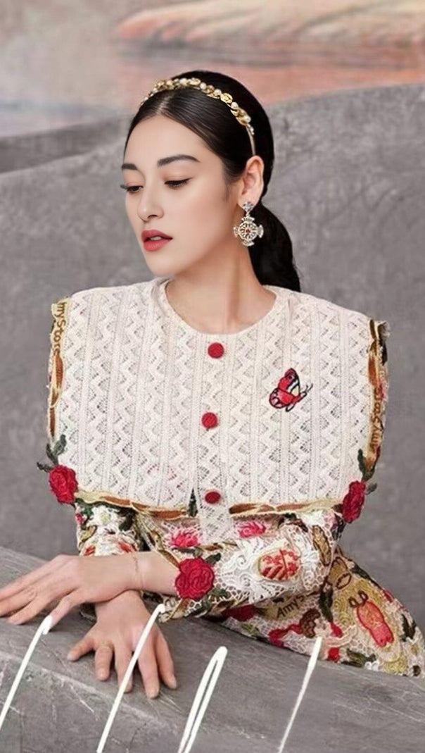 AIIZIE FLOWER EMBROIDERY THREADWORK MINI DRESS - product image