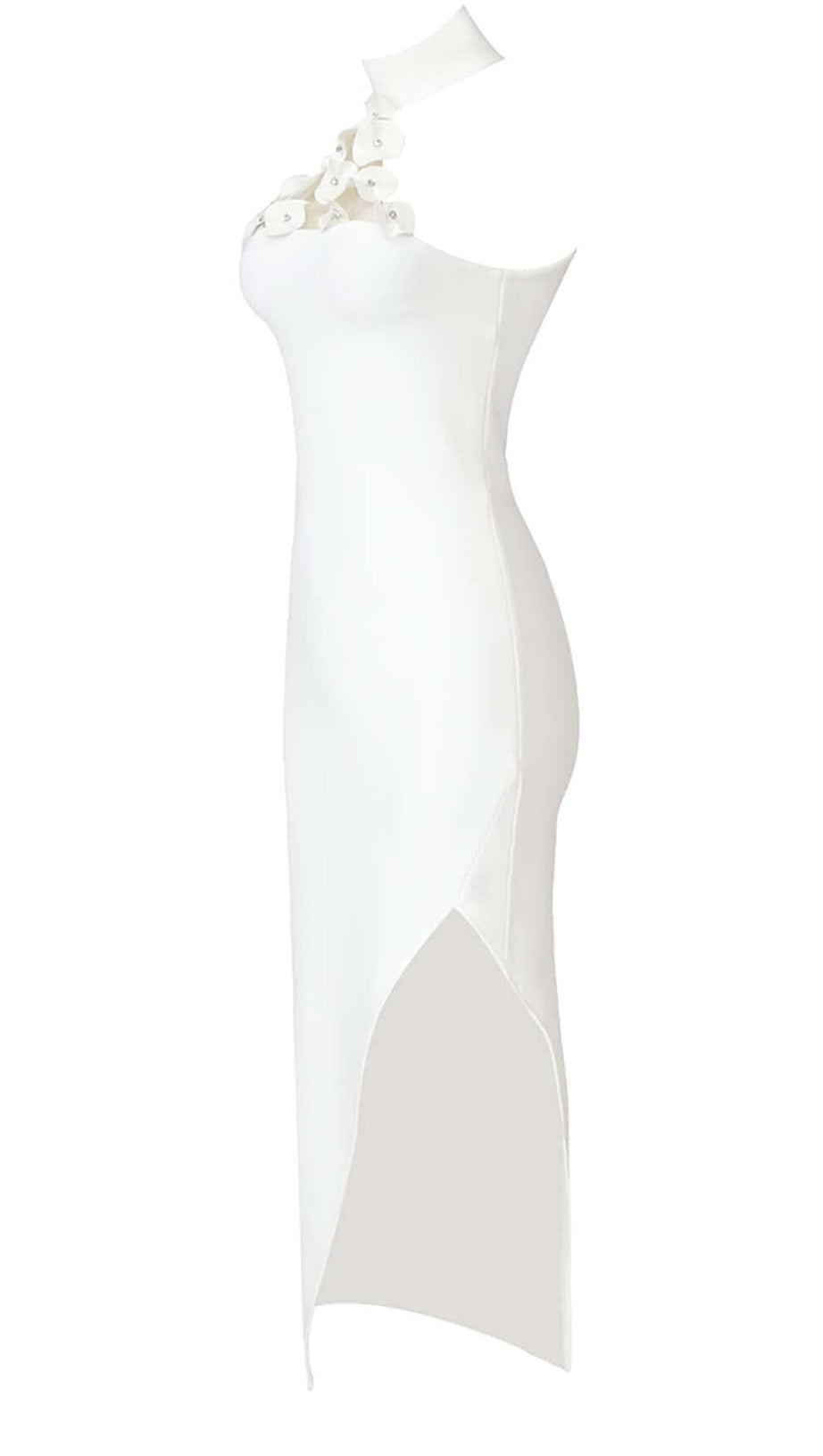 ABITO MIDI BIANCO CON DECORAZIONI A FIORI