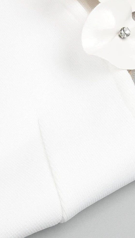 ABITO MIDI BIANCO CON DECORAZIONI A FIORI