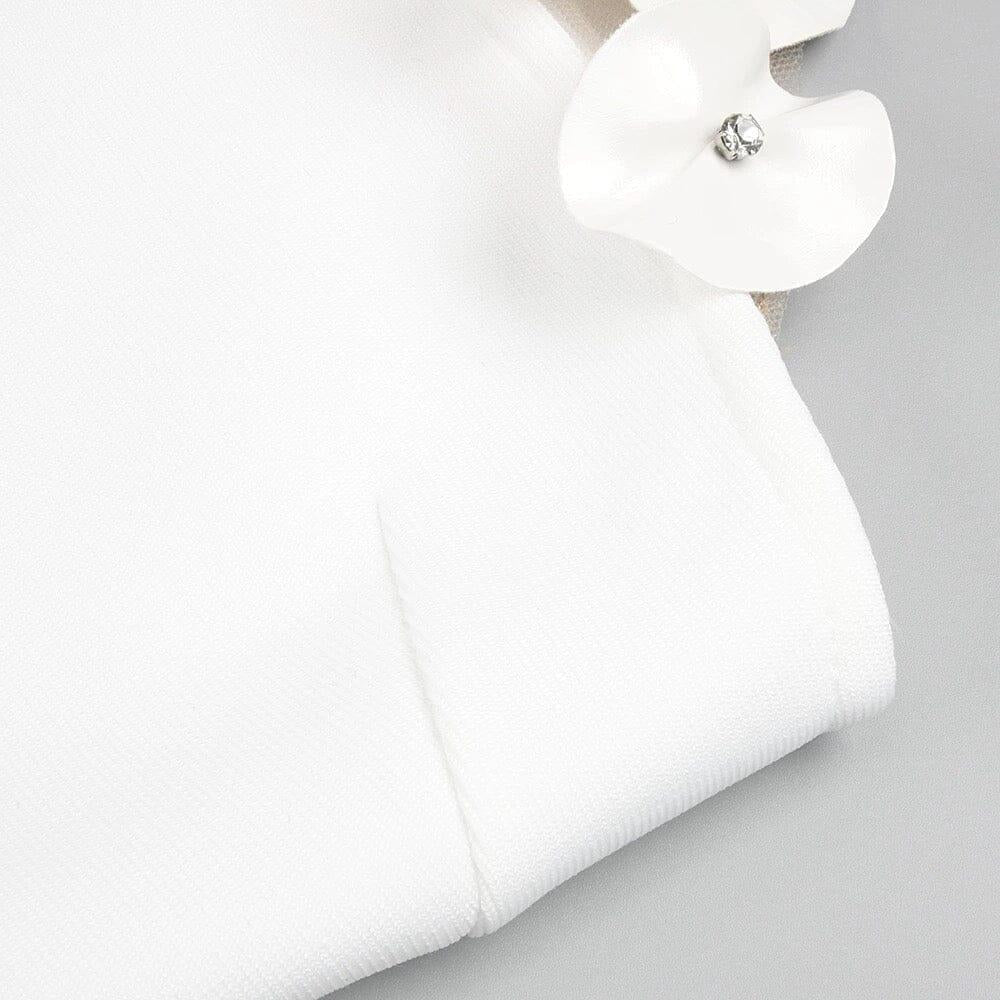 AIIZIE FLOWER-EMBELLISHED MIDI DRESS IN WHITE - product image