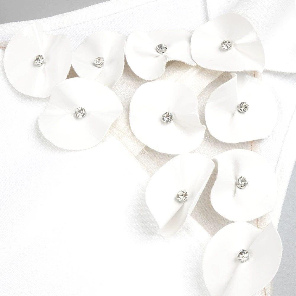 AIIZIE FLOWER-EMBELLISHED MIDI DRESS IN WHITE - product image