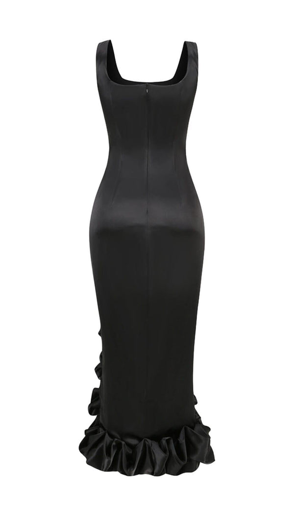 AIIZIE HIGH-LOW HEMLINE DRESS IN BLACK - product image