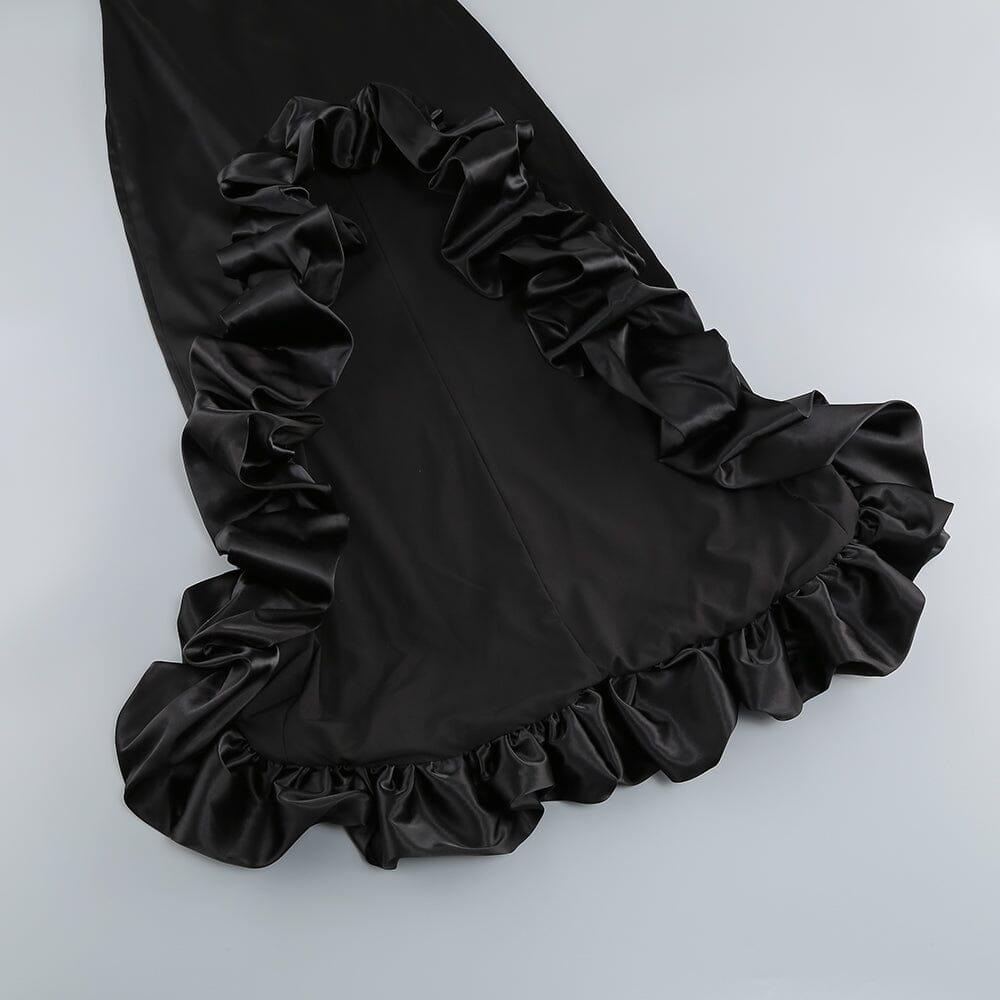 AIIZIE HIGH-LOW HEMLINE DRESS IN BLACK - product image