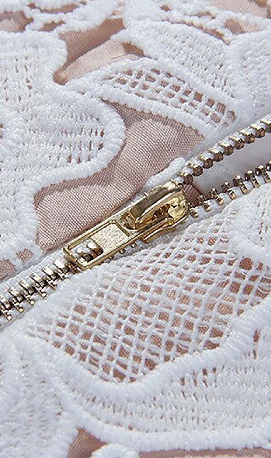LACE HOLLOW EMBROIDERY A LINE MIDI DRESS IN WHITE
