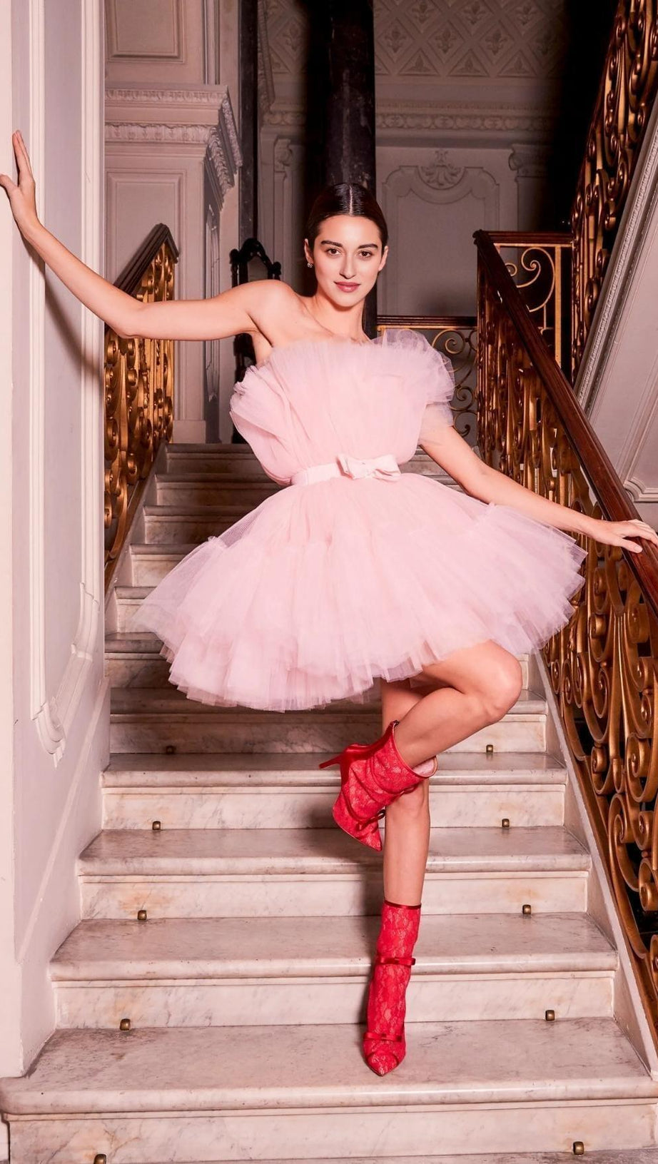 LAYERED STRAPLESS MINI DRESS IN PINK