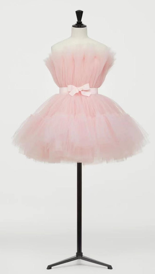 AIIZIE LAYERED STRAPLESS MINI DRESS IN PINK - product image