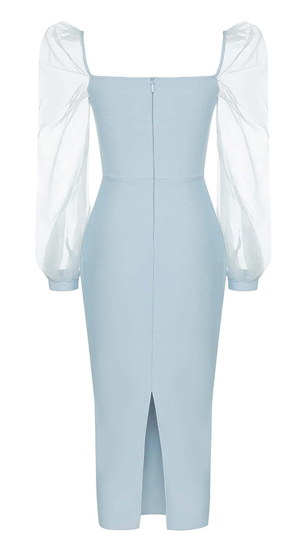 AIIZIE MESH SLEEVE BODYCON MIDI DRESS IN BLUE - product image