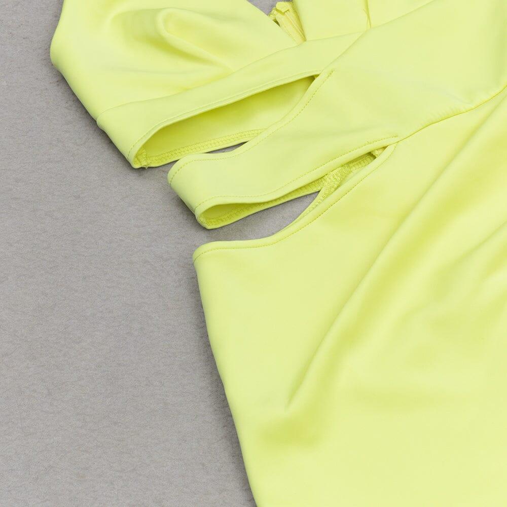 MIDIKLEID AUS SATIN MIT AUSSCHNITT UND V-AUSSCHNITT IN GELB