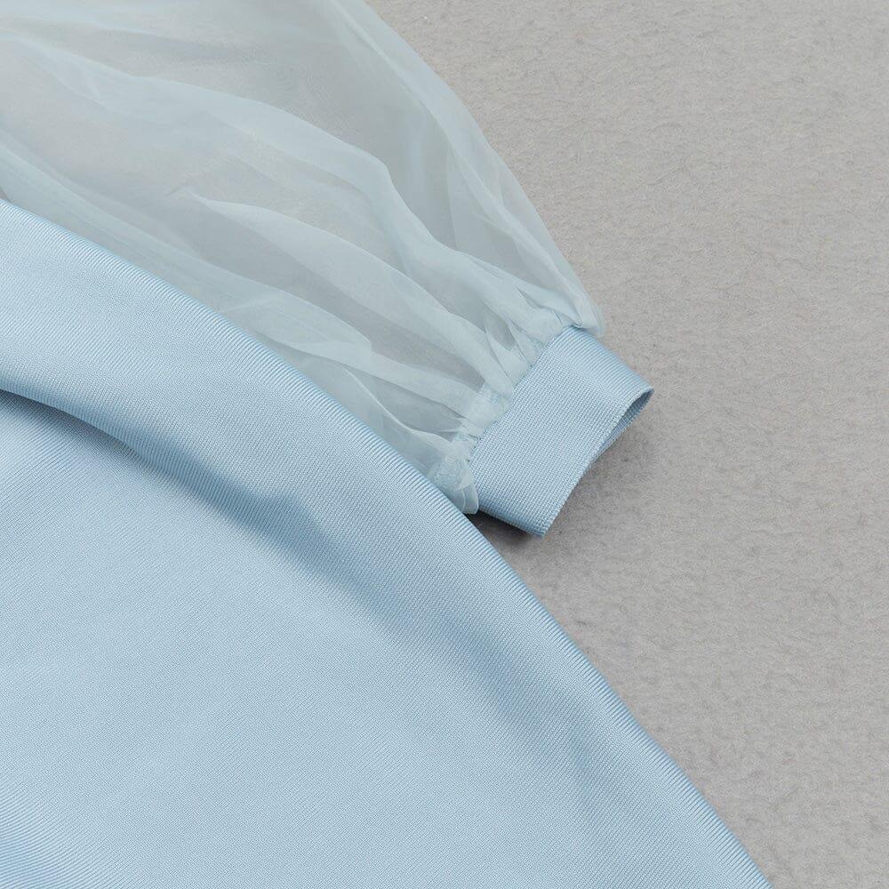 AIIZIE MESH SLEEVE BODYCON MIDI DRESS IN BLUE - product image