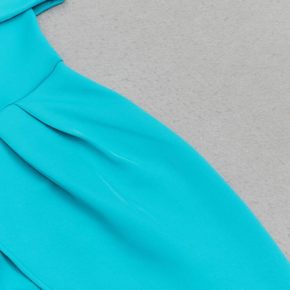 AIIZIE OFF SHOULDER HEM SLIT MIDI DRESS IN AZURE - product image