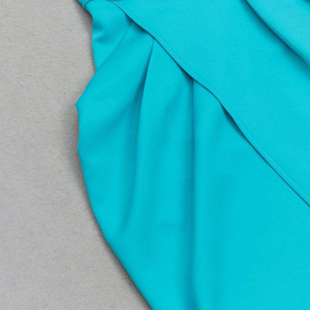 AIIZIE OFF SHOULDER HEM SLIT MIDI DRESS IN AZURE - product image
